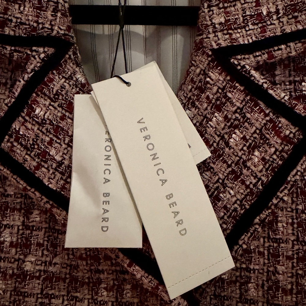 NWT Veronica Beard Pink and Black Tweed Blazer Jacket in Size 12 - Picture 3 of 5